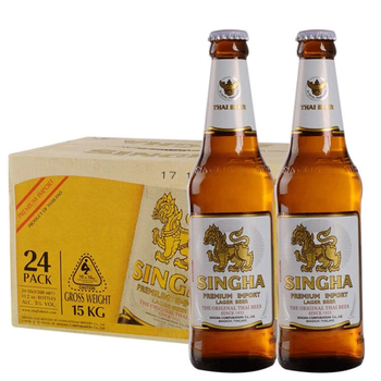 原装进口啤酒 拉格黄啤酒 singha 听罐瓶装整箱啤酒 胜狮啤酒330ml*1