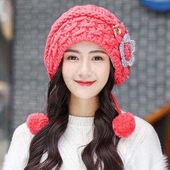 新品线帽女冬帽女韩版潮百搭帽子女秋冬季时尚保暖加绒加厚冬天女士