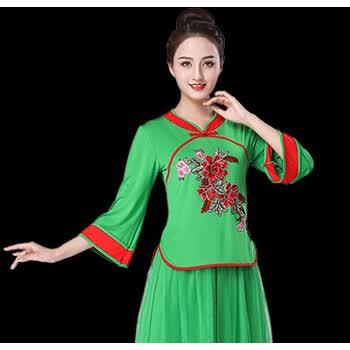2019新款广场舞服装民族舞蹈服装扇子舞衣服中老年跳舞演出衣服女