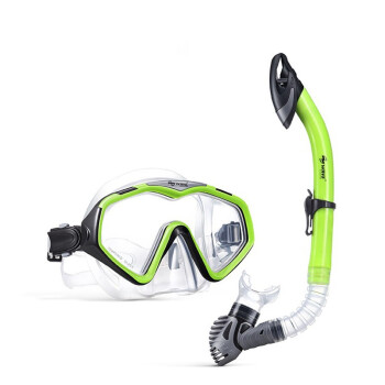 WAVEwave潜水面镜套装浮潜水肺潜单片式面镜全干式呼吸管深潜高清面镜 光黄套装