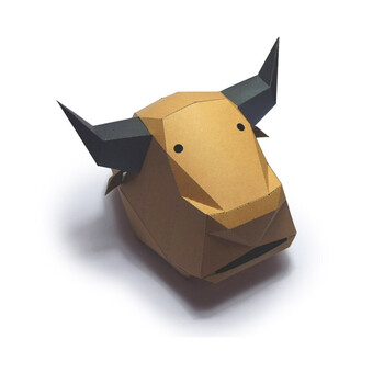 头盔可戴纸模面具手工拍照活动道具抖音 8-萌蠢牛头套-免裁剪材料包