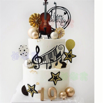 创意钢琴吉他小提琴音符音乐生日蛋糕旋转芭蕾女孩全国北京上海广州
