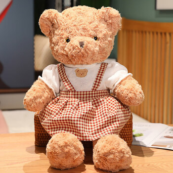 玉扬可爱情侣熊毛绒玩具穿裙子熊熊公仔背带裤熊玩偶情侣女生生日礼物