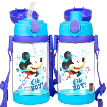 迪士尼（Disney）儿童水杯夏季直饮杯婴儿吸管杯便携杯小孩塑料学生随手杯 5012米奇蓝色【520毫升】
