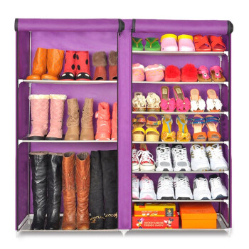 欧丽雅鞋架多层简易鞋柜子多功能防尘宿舍收纳组装 紫色