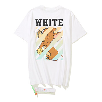 off班尼路同款联名新款宗教猫和老鼠纯棉潮牌white情侣高街短袖t恤