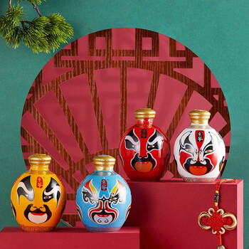 京爷北京二锅头52度清香型优级小酒壶脸谱酒生肖酒白酒 125ml*4瓶经典