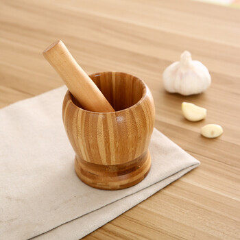 喜嘉华家用捣蒜器捣碎器蒜泥器捣药罐药臼杵捣花椒辣椒竹制捣蒜缸木捣