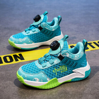 熊猫酷驰男童鞋运动鞋春夏季2024新款儿童帅气篮球鞋旋转纽扣中大月色