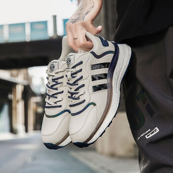 鞋潮流时尚爆米花冬季运动鞋跑步厚款休闲绒里爆皮鞋穿米深蓝热卖款39