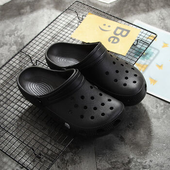 洞洞鞋女夏外穿可爱少女心沙滩凉拖女网红家用防滑凉拖鞋黑色洞洞鞋无