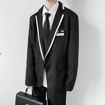 jk制服套装秋冬日系学院风本佐中黑色西装外套男子dk西服三件套装