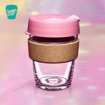 玻璃杯大容量外带咖啡杯防泼洒水杯环保随手杯子饮料杯 樱花340ml樱花