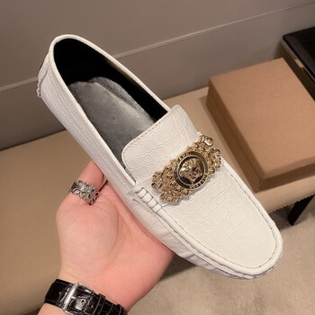 凤凰古驰欧洲高端鞋四季豆豆鞋男压花皮透气乐福鞋休闲个性懒人韩版