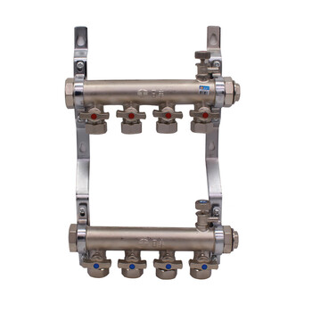 日丰佛山地暖分水器地暖管辐射采暖水暖地热分集水器全铜一体 分水器