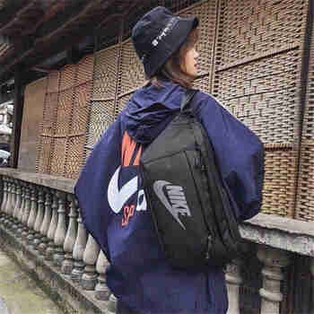 耐克（NIKE）斜挎包2024春款男女包腰包胸包跑步健身包收纳邮差包运动包DN2556 BA5751-010/黑色/大容量 MISC