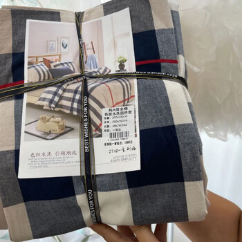 格子色四件套水洗棉简约床单被套北欧ins风床上用品巴宝莉小格15床单