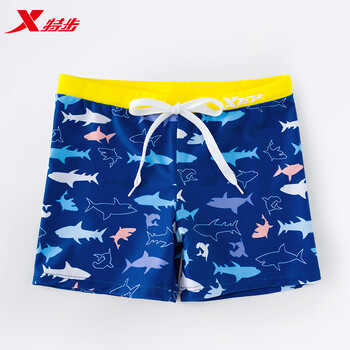 泳衣中大童平角时尚游泳裤玩水训练装备鲨鱼黄8码建议身高105115cm