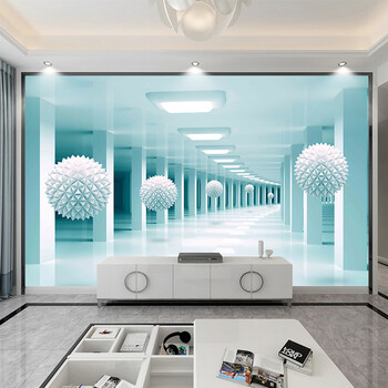 背景墙布三维立体新款直播间背景墙立体空间延伸壁布网红简约电视背景