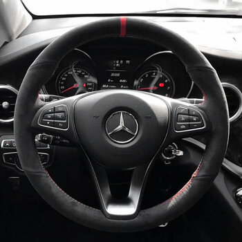 奔驰c260l e300l c200l gla200 glc装饰glb200方向盘套3d真皮手缝