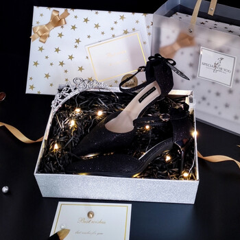 礼女学生成年礼女生穿的细跟水晶单鞋送闺蜜朋友生日礼物 黑色 女王