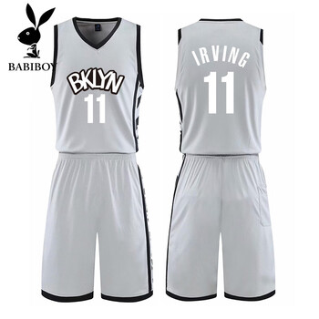 队11号欧文球衣t恤女夏季篮球服女生套装男定制哈登13杜兰特 浅灰色