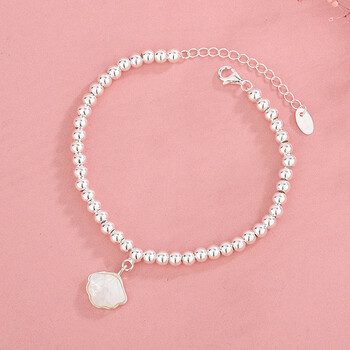 足银990白贝贝壳圆珠手链一贝子ins风简约日韩版小清新少女心学生祥