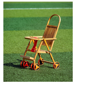 夏季婴儿竹子手推车可折叠儿童小孩竹车轻便竹藤新款万向轮 可折叠裸