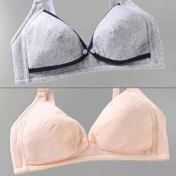 加大码哺乳内衣前开口式薄款无海绵哺乳文胸无钢圈棉喂奶孕妇内衣女胖