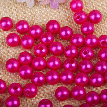 610mmabs双孔仿珍珠diy手工材料串珠女饰品配件散珠彩色珍珠玫红色