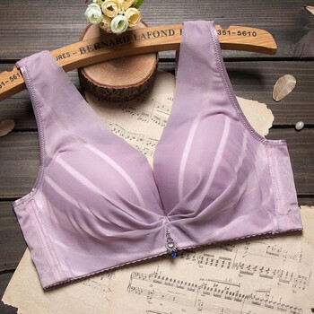 女无钢圈聚拢防下垂背心款文胸性感调整型胸罩浅紫色36c80c薄款08cm