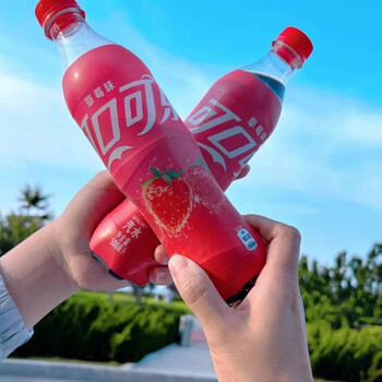 可口可乐草莓味可乐碳酸饮料汽水500ml*5瓶果味可乐夏日饮品 草莓味