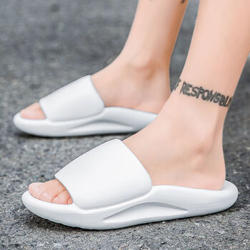 一字拖鞋男网红踩屎感拖鞋情侣夏季时尚外穿防滑软底凉拖鞋家用白色41
