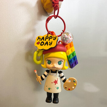 泡泡·玛特挂件茉莉钥匙扣职业2系列包链车挂盲盒 红帽子画家(预订