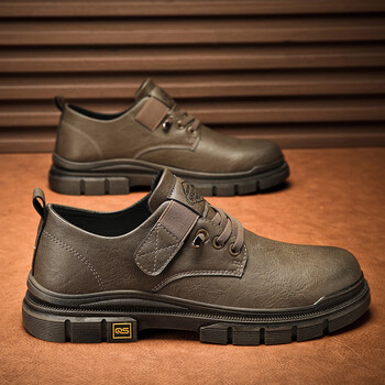 snhn男鞋秋季英伦风商务正装德比鞋防滑内增高感男士休闲皮鞋 棕色 39