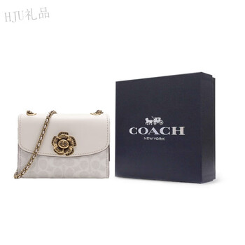 蔻驰(coach)parker 18 山茶花链条肩带 帆布拼皮 斜挎单肩包 小号 女