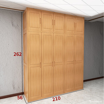 墨申松木衣柜尚木榉木衣柜全实木衣橱平开拉门原木质中式两二三四五六