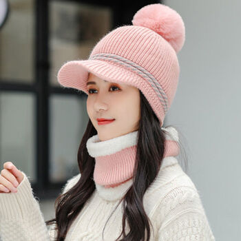 夕薇美新品女士帽子冬款骑车帽子女秋冬季韩版潮百搭针织保暖鸭舌帽