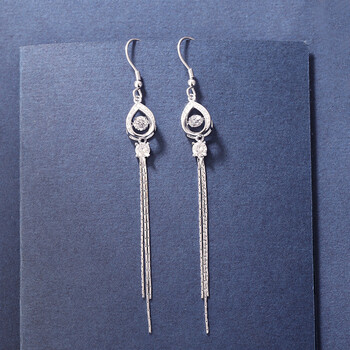 彬清银耳环2021新款潮925银长款流苏水滴气质耳饰品七夕节礼物银925银