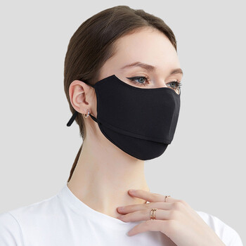 夏季防异味口罩夏天男女防外线露鼻透气冰丝户外遮阳脸罩薄款挂耳黑色