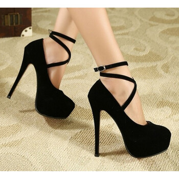 14cm细跟大码高跟鞋防水台舞台反串cd变装女装大佬男单鞋 黑色升级版