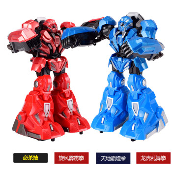 泽帆智能体感遥控对战机器人双人对打大号充电格斗亲子互动拳击玩具男 铁甲钢拳红+蓝精装版（2只装）