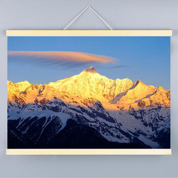 日照金山挂画装饰画客厅风景大靠山墙贴图雪山卧室床头办公室壁画 丝