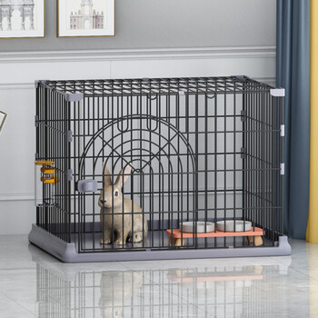 新型超大兔笼子小兔子专用笼子家用大号窝别墅用品自动清粪兔舍 黑色