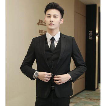 十八岁成人礼服男生青少年男孩新郎服装结婚男西式婚礼西服外套马甲