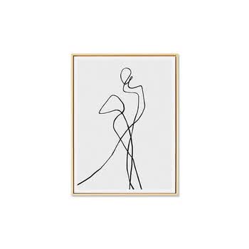 装饰画ins卧室床头挂画抽象人物线条简笔壁画现代简约黑白素材a3040