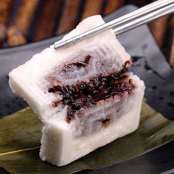 米糕发糕蒸大糕早餐点心传统手工糯米糕点零食白米豆沙馅4块加糖微甜