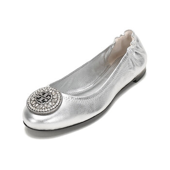 托里 伯奇芭蕾舞鞋平底鞋船鞋 托里 伯奇tory Burch 奢侈品tb女鞋皮革芭蕾舞鞋平底鞋船鞋银色 040 8 38 5码 行情报价