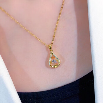 萃百丽cuibaili灵动水滴项链新款女设计感轻奢通勤锆石网红钛钢锁骨链