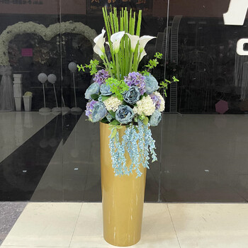 旋转门花瓶轻奢落地大花瓶仿真插花艺套装酒店旋转门大堂商场客厅装饰
